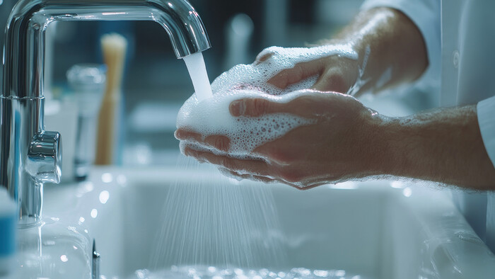 Agua caliente para lavarse las manos producida por un sistema de recuperación del calor de un compresor.