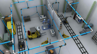 Distribución de la red de tubería de aire comprimido EQO fluids